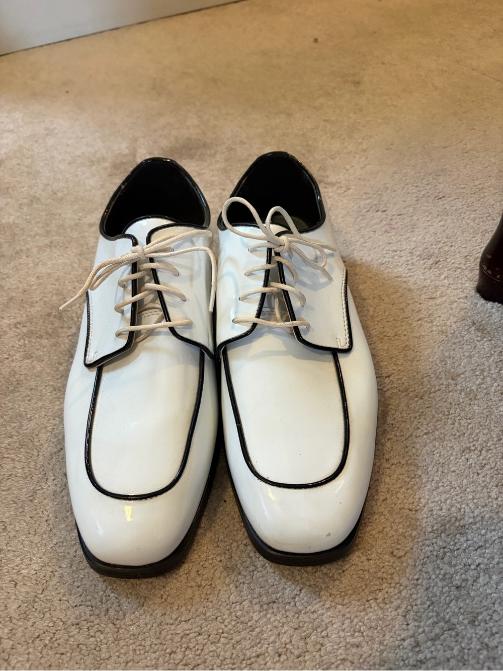 After Six White Oxfords with Black Trim